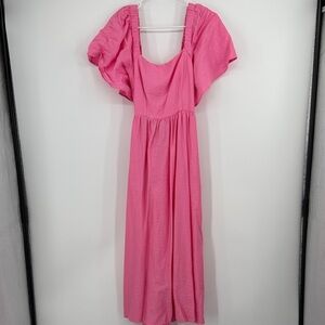 a new day Target Pink Puff-Sleeve Maxi Dress tie back size small